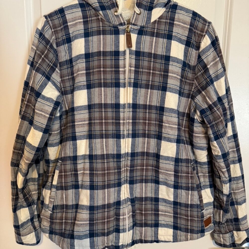 L.L. Bean Blue and Brown Plaid Utility Jacket